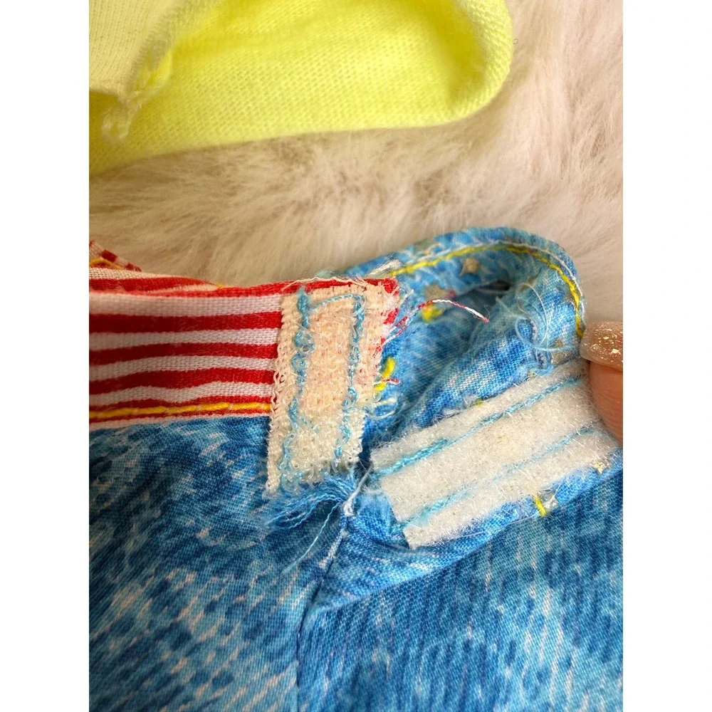 Vintage 80s 90s Male Doll Clothes Neon Yellow Shirt Acid Wash Pants Ken Size Set